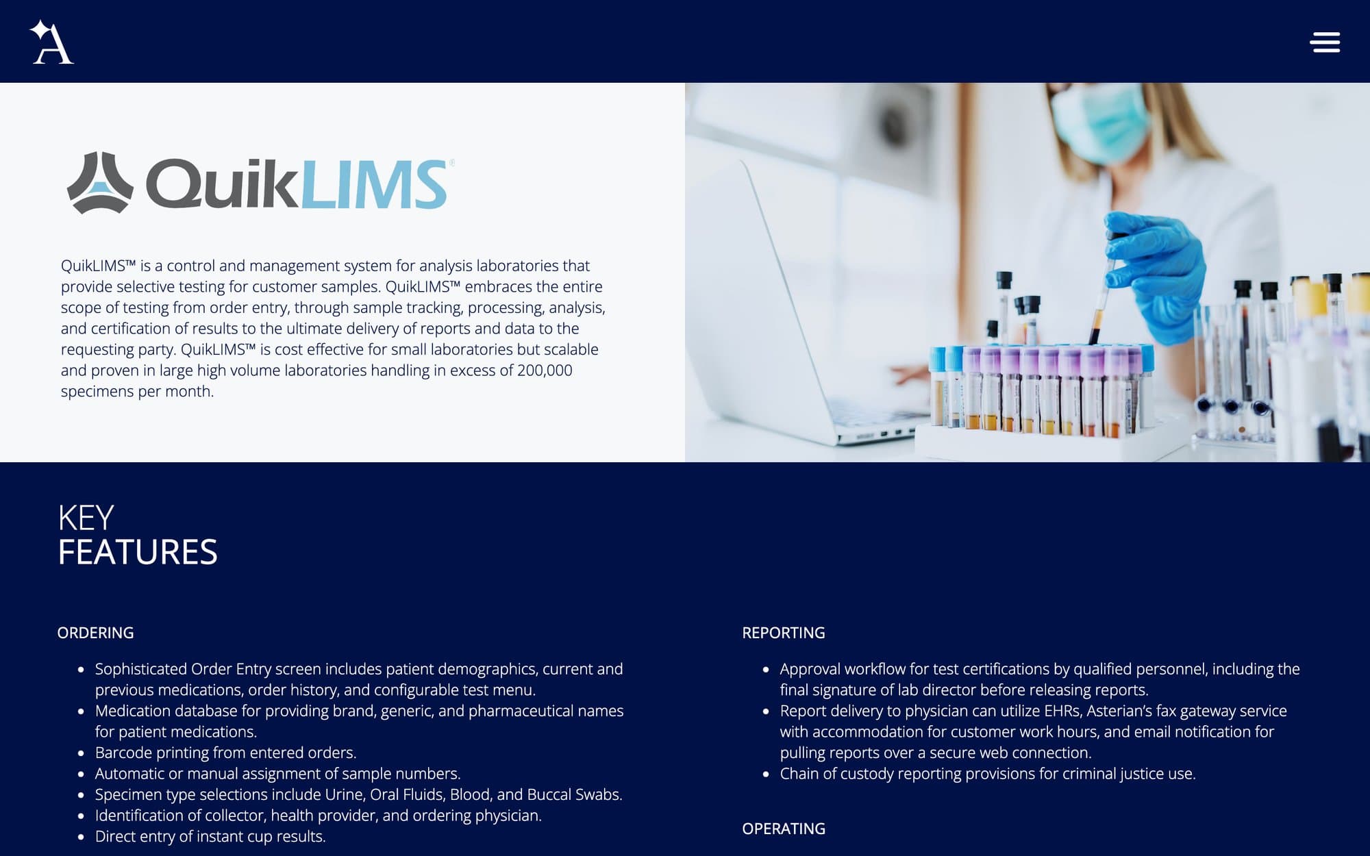 QuikLIMS (Asterian) screenshot